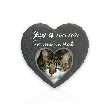 Personalised Heart Slate Stone Pet Memorial 10x10 cm