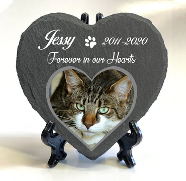 Personalised Heart Slate Stone Pet Memorial 10x10 cm