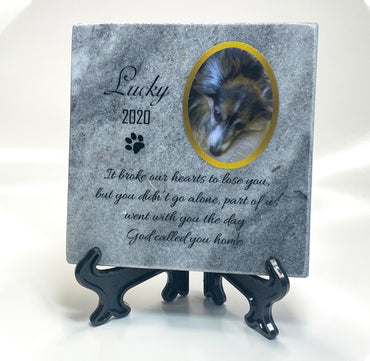Personalised marble stone pet memorial 10x10 cm