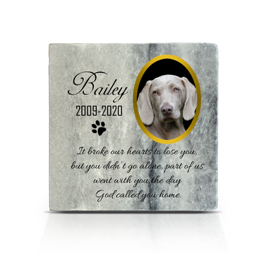 Personalised marble stone pet memorial 10x10 cm