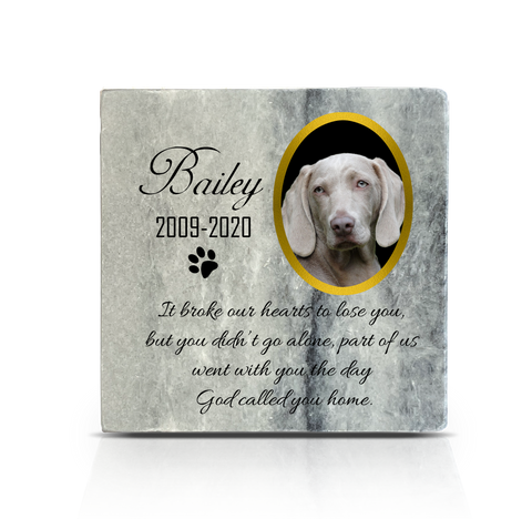 Personalised marble stone pet memorial 10x10 cm